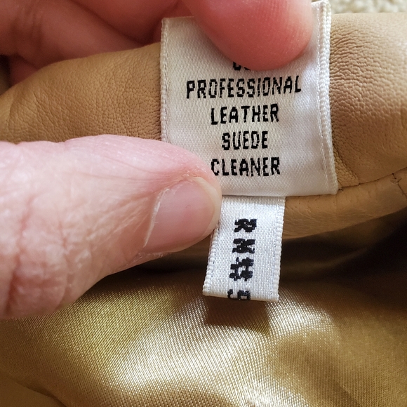 Elements by Vakko Tan Button-Down Leather Blazer Jacket - Woman's Large Vintage - Picture 13 of 16